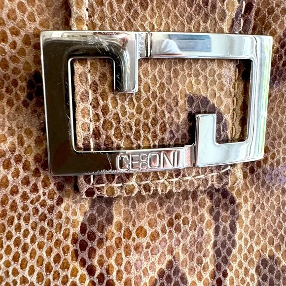 Cecconi Vintage Brown Snakeskin Print Italian Leather Shoulder Bag - Picture 4 of 12